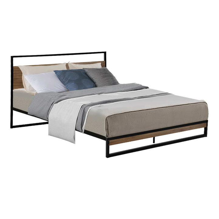 P&F BohoNest Dane Metal Bed Frame Double Size Mattress Base Black