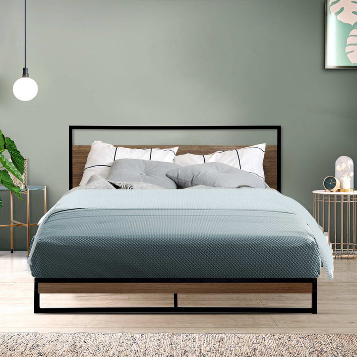 P&F BohoNest Dane Metal Bed Frame Double Size Mattress Base Black