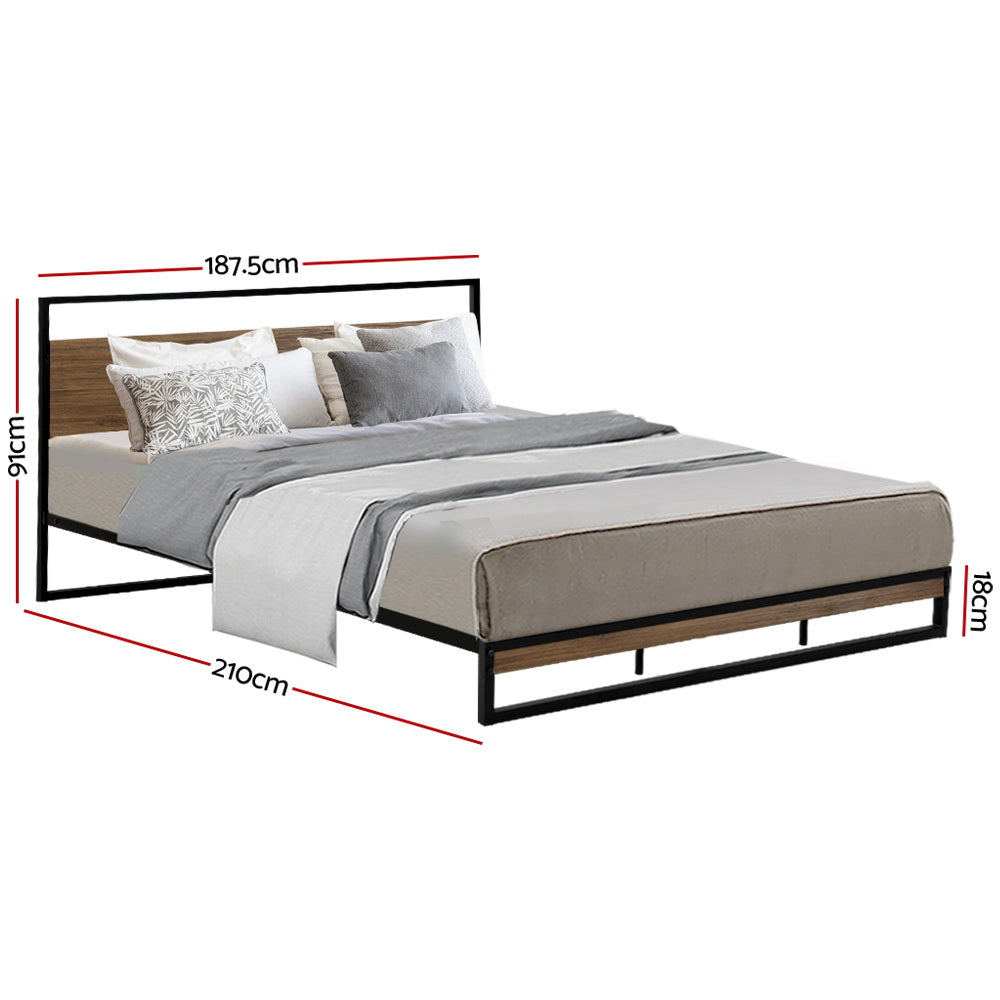 P&F DreamStyle Metal Bed Frame King Size Mattress Base Black