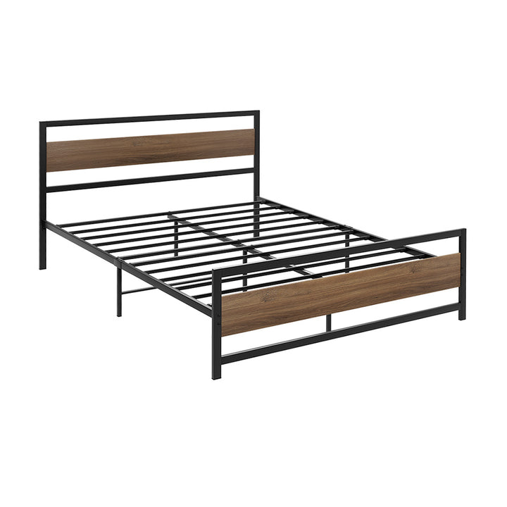 P&F DreamStyle Bed Frame Metal Bed Base Double Size Headboard Black