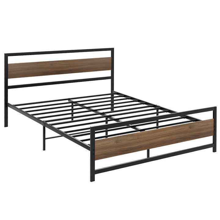 P&F DreamStyle Bed Frame Metal Base Queen Size Headboard Black
