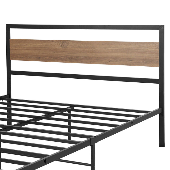 P&F DreamStyle Bed Frame Metal Base Queen Size Headboard Black