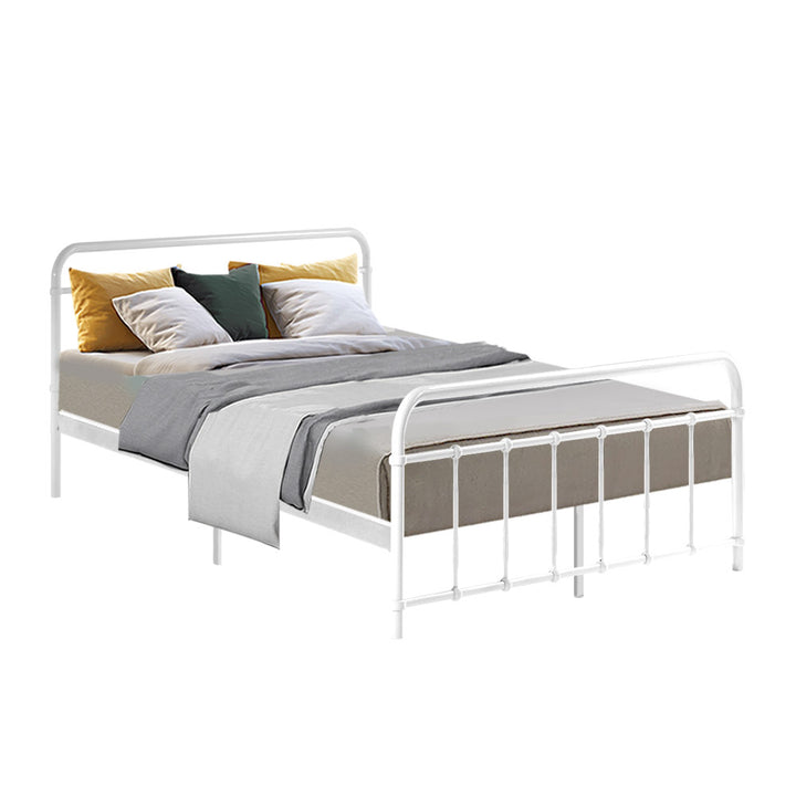 P&F DreamStyle LEO Metal Bed Frame - Double (White)