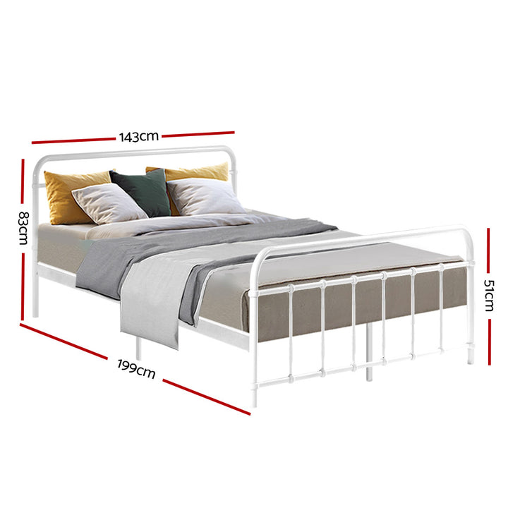 P&F DreamStyle LEO Metal Bed Frame - Double (White)