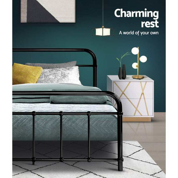 P&F DreamStyle LEO Metal Bed Frame KS King Single - Black