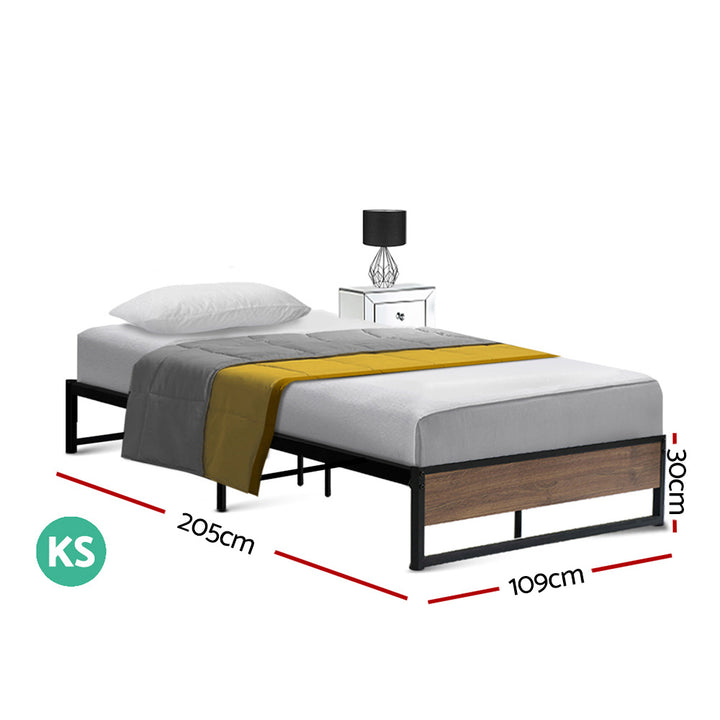 P&F SkyWay Metal Bed Frame King Single Size Black