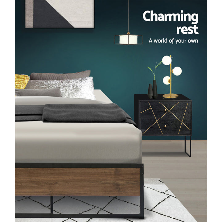 P&F SkyWay Metal Bed Frame King Single Size Black