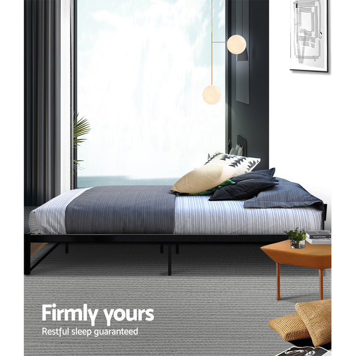 P&F SkyWay Metal Bed Frame King Single Size Black