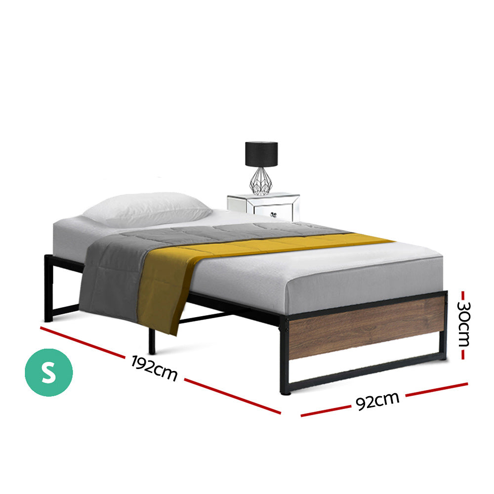 P&F DreamStyle Metal Bed Frame Single Size Black