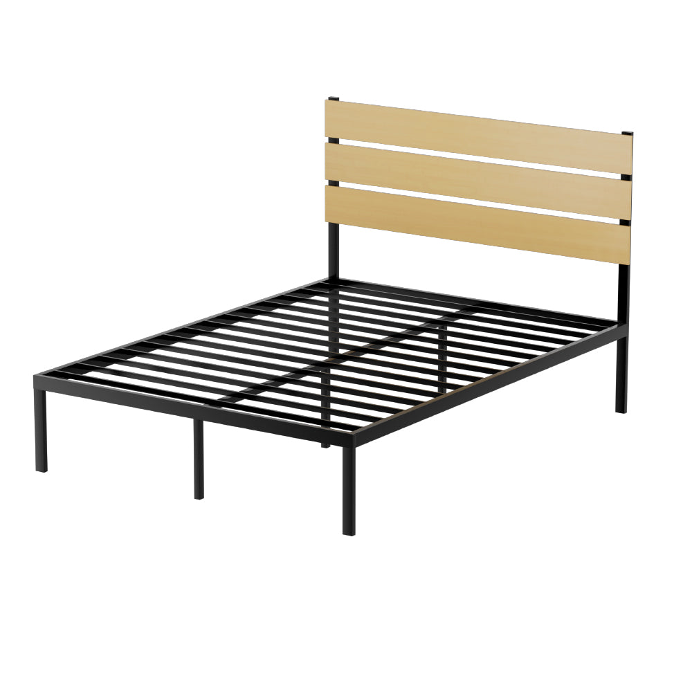 P&F SkyWay Bed Frame Metal Bed Base Double Size Platform Foundation Black PAULA