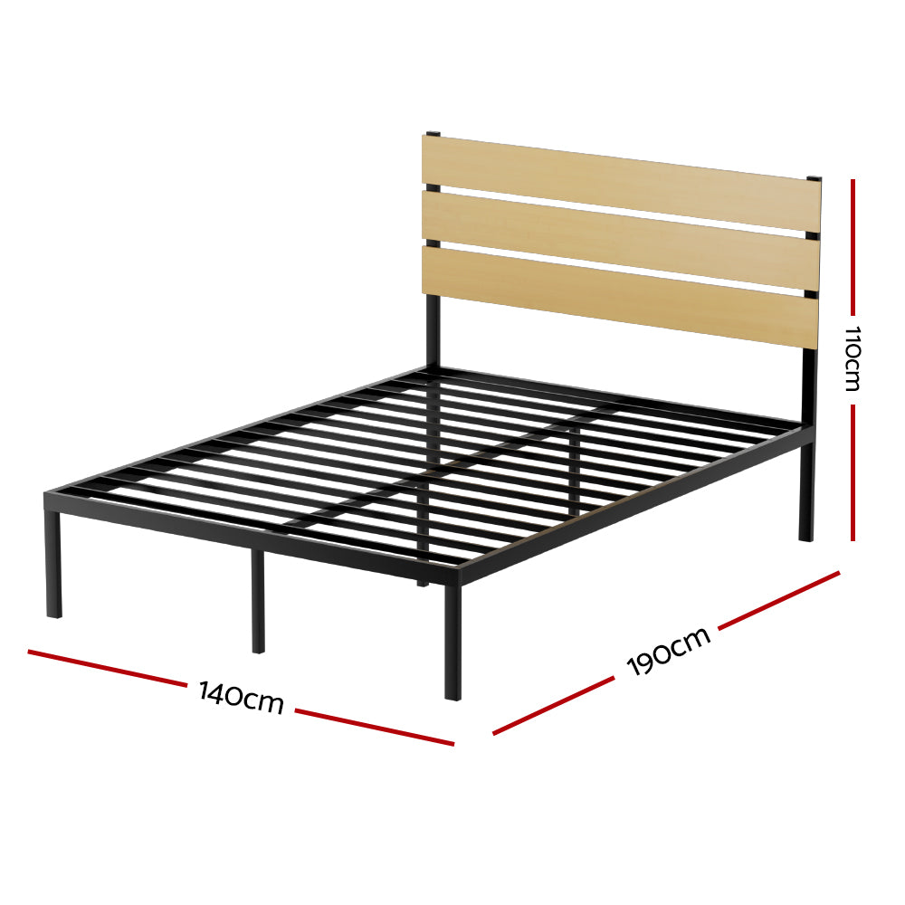 P&F SkyWay Bed Frame Metal Bed Base Double Size Platform Foundation Black PAULA