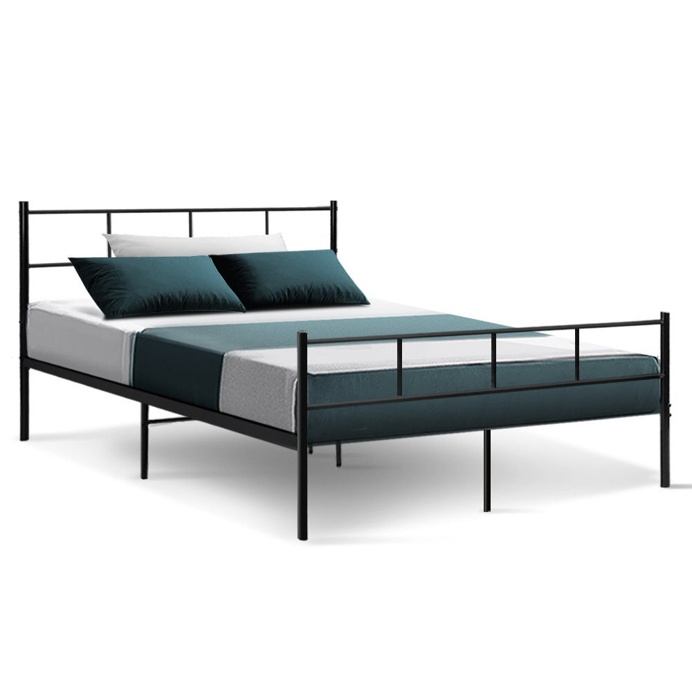 P&F DreamStyle Metal Bed Frame Double Size Black