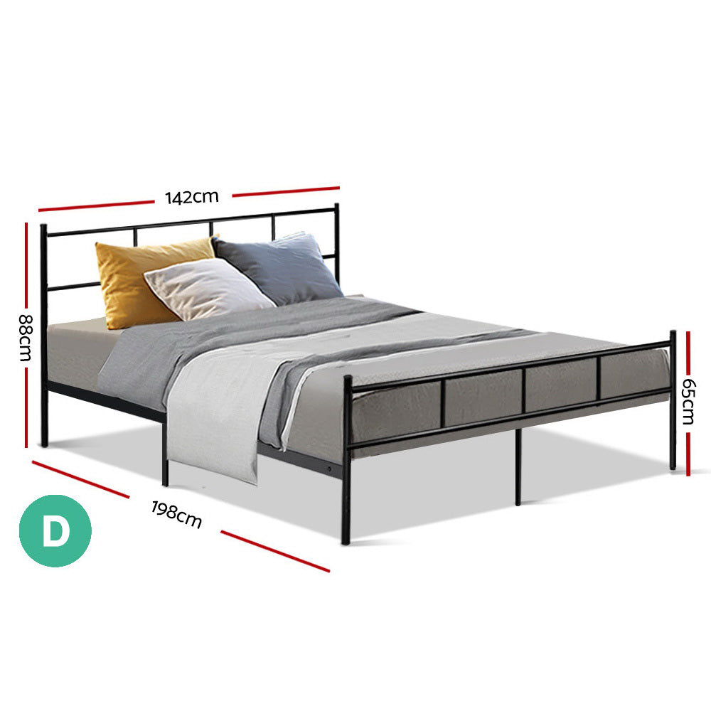 P&F DreamStyle Metal Bed Frame Double Size Black