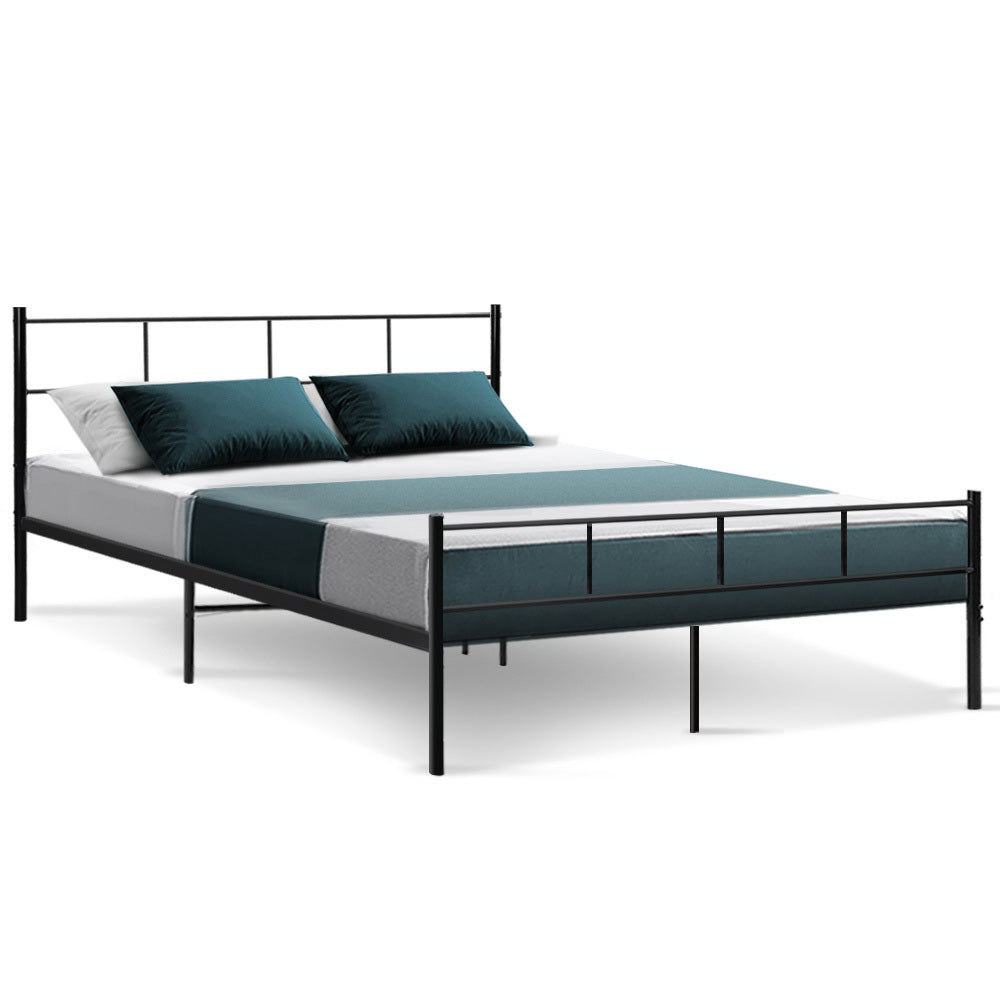 P&F DreamStyle Metal Bed Frame Queen Size Base Black