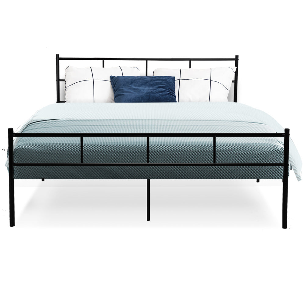 P&F DreamStyle Metal Bed Frame Queen Size Base Black