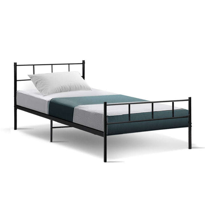 P&F DreamStyle Metal Bed Frame Single Size Black