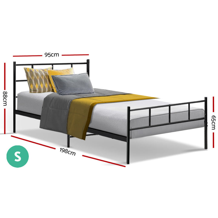 P&F DreamStyle Metal Bed Frame Single Size Black