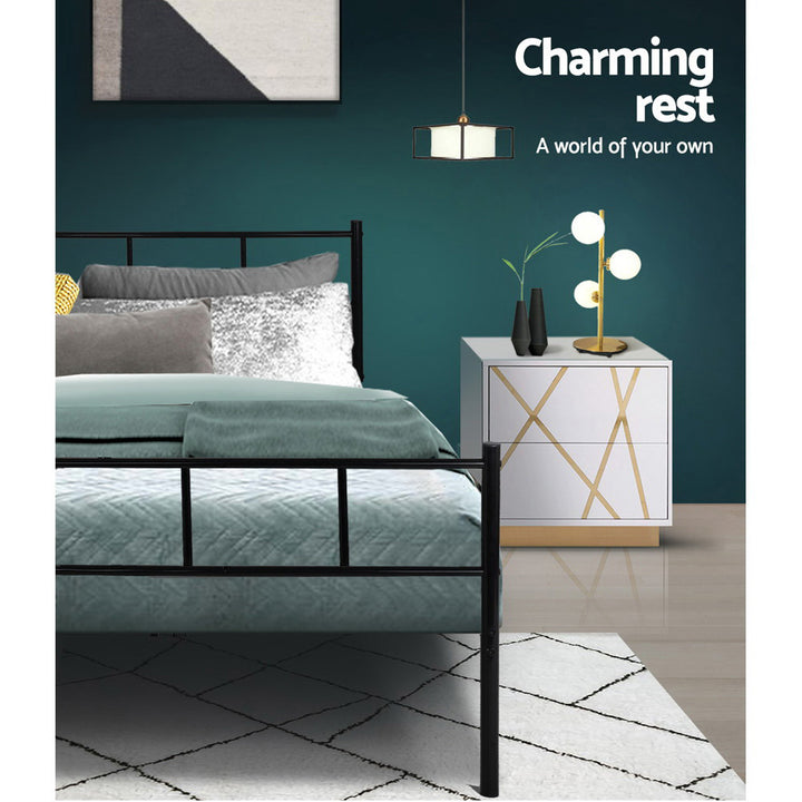 P&F DreamStyle Metal Bed Frame Single Size Black