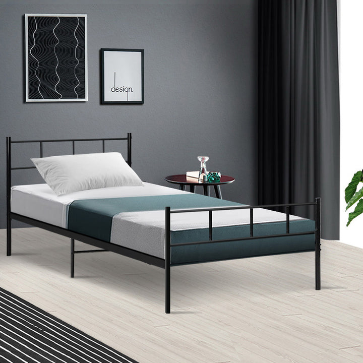 P&F DreamStyle Metal Bed Frame Single Size Black