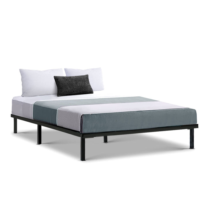 P&F FabSeries Metal Bed Frame Double Size Mattress Base Black