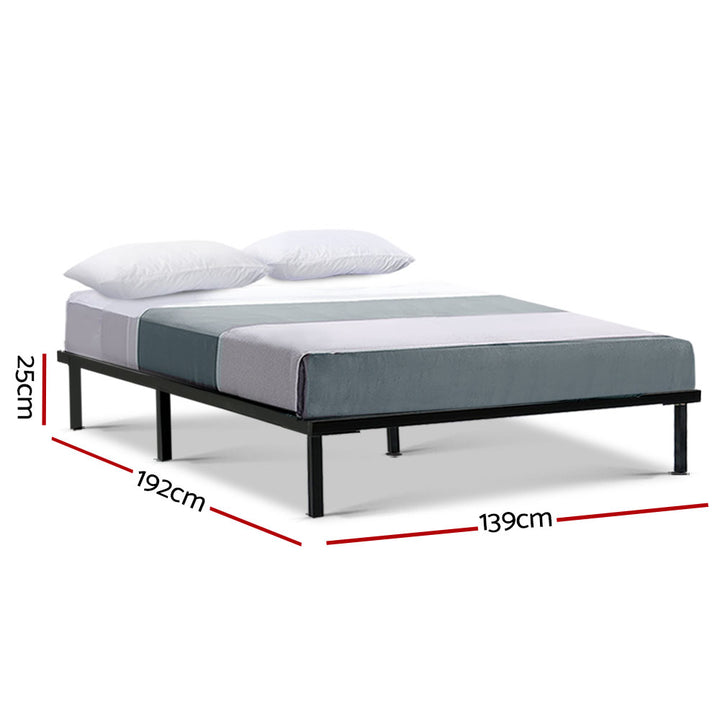 P&F FabSeries Metal Bed Frame Double Size Mattress Base Black