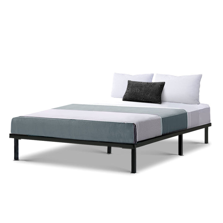 P&F FabSeries Metal Bed Frame Double Size Mattress Base Black