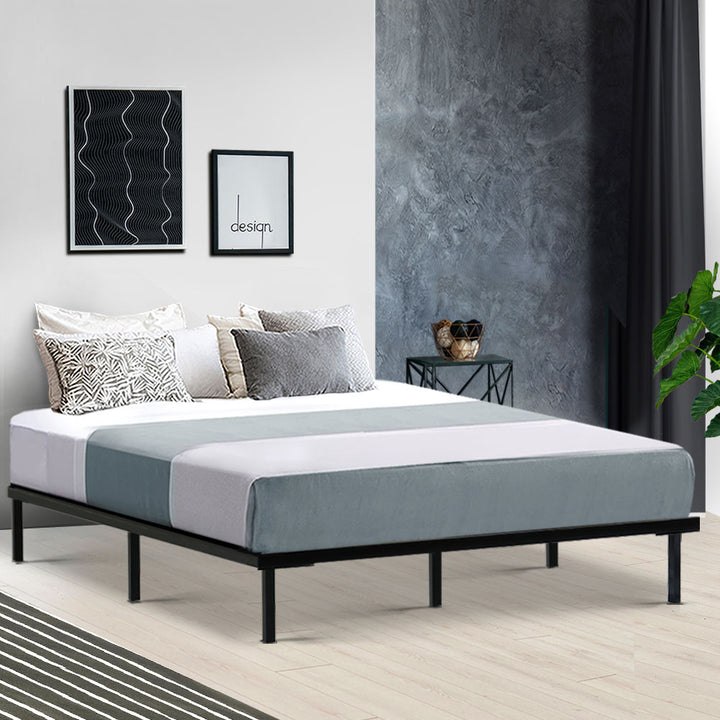 P&F DreamStyle Metal Bed Frame Queen Size Bed Black