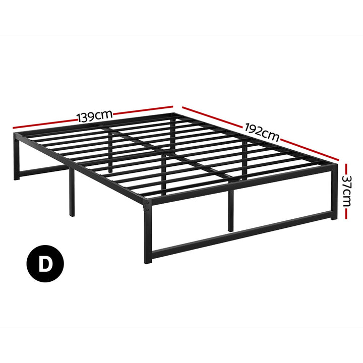 P&F SleepNice Bed Frame Metal Platform Double Size Bed Black