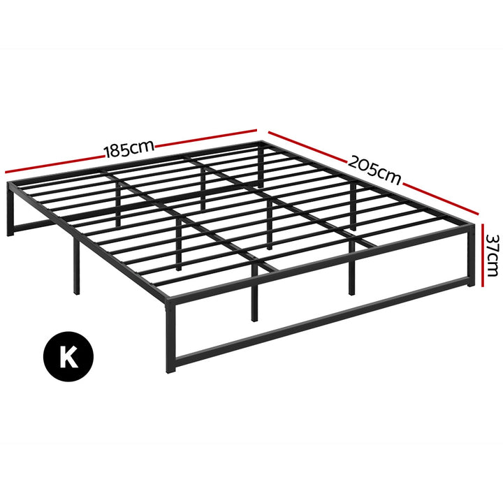 P&F DreamStyle Bed Frame Metal Platform King Size Bed Black