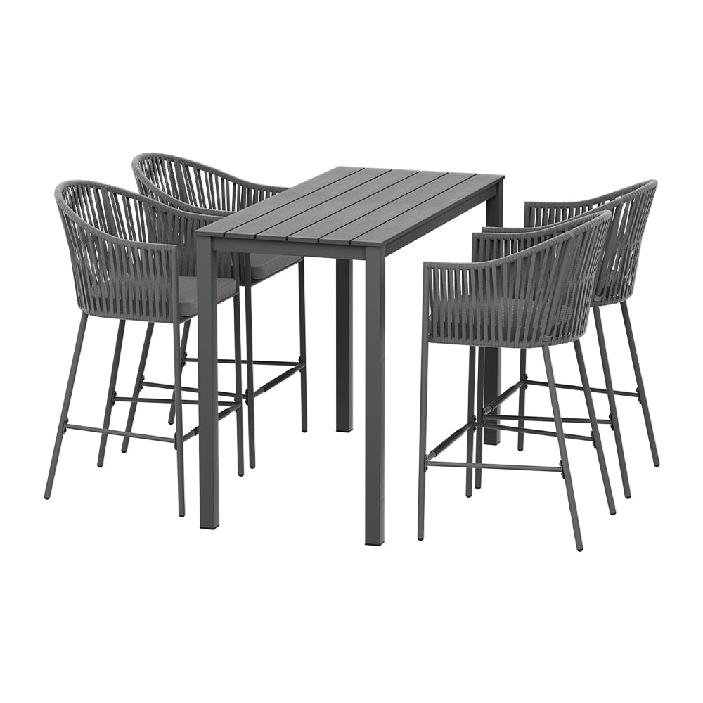 P&F ZennHome 5pcs Outdoor Bar Table Furniture Set 4 Seater