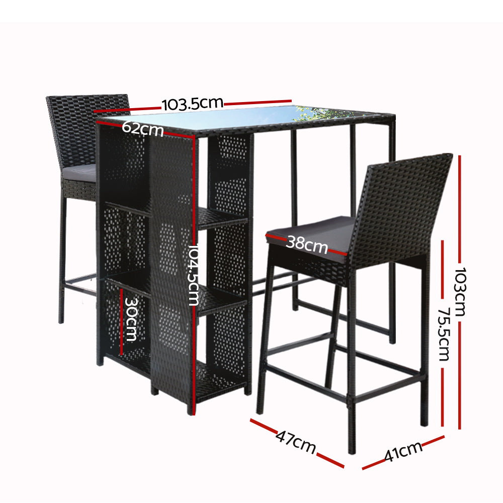 P&F ZennHome 3 PCS Outdoor Bar Table Set