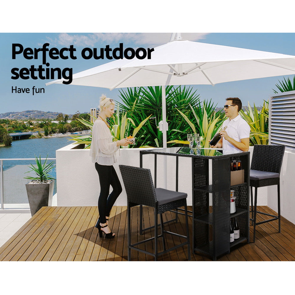 P&F ZennHome 3 PCS Outdoor Bar Table Set