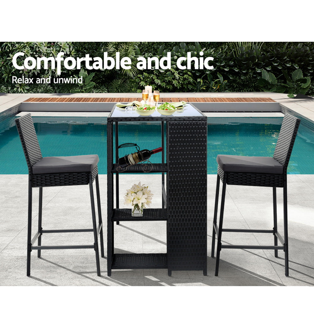 P&F ZennHome 3 PCS Outdoor Bar Table Set