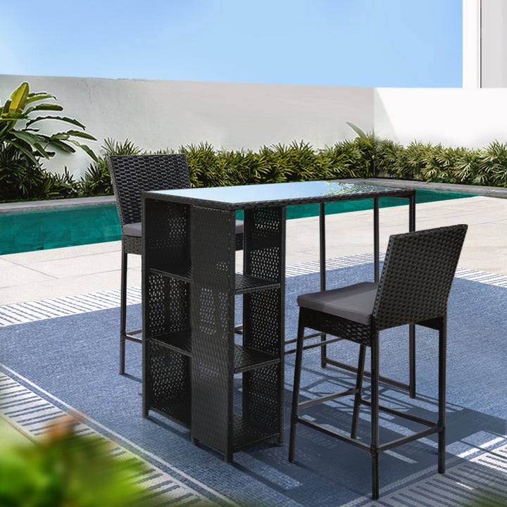 P&F ZennHome 3 PCS Outdoor Bar Table Set