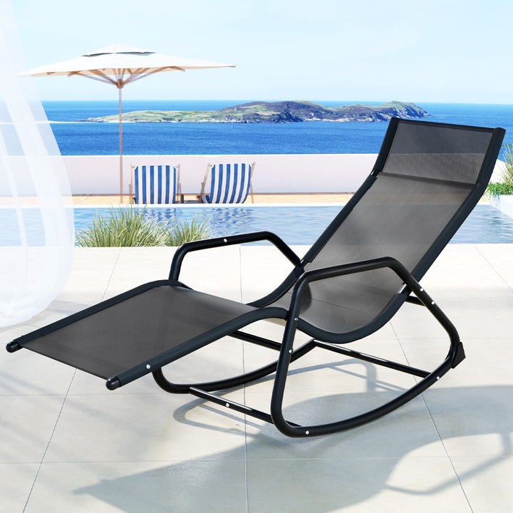 P&F ZennHome Sun Lounge Rocking Chair Outdoor Lounger Patio Furniture Pool Garden