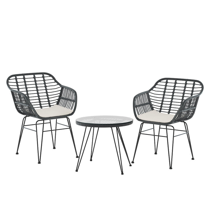 P&F ZennHome Outdoor Furniture Lounge Setting 3-Piece Bistro Set Table Chairs Patio