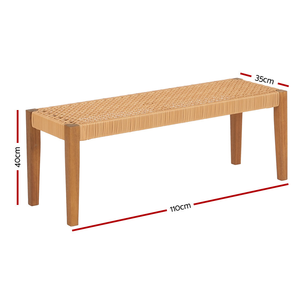 P&F ZennHome Outdoor Garden Bench Seat Dining Acacia Wood 2-Seater Patio Furniture