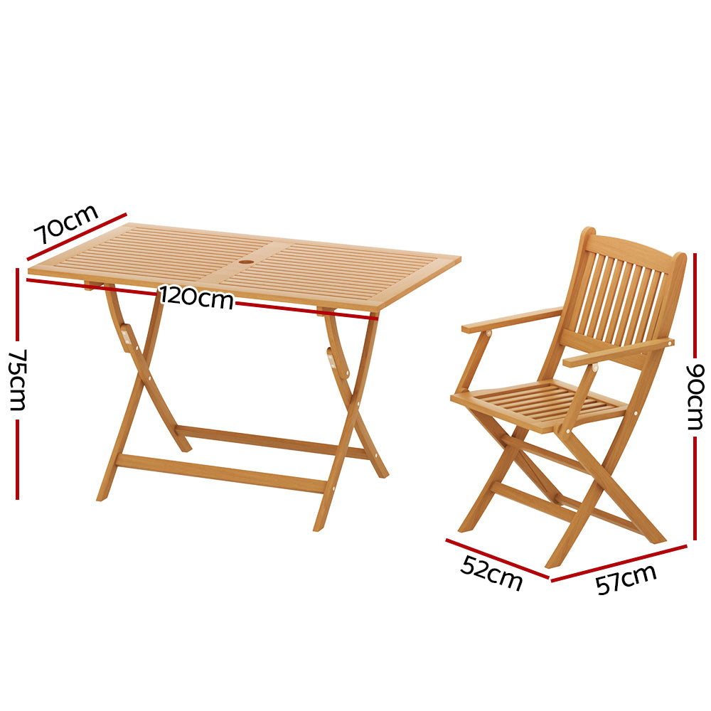 P&F ZennHome 7PCS Outdoor Dining Set Foldable 6 Seater Wood