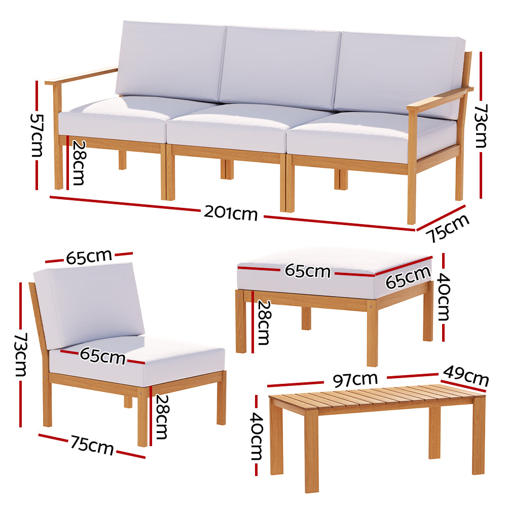 P&F ZennHome 6pcs Outdoor Sofa Set 5-Seater