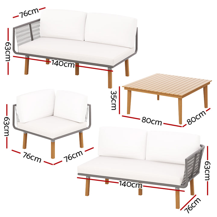 P&F ZennHome 4pcs Outdoor Sofa Set 5 Seaters