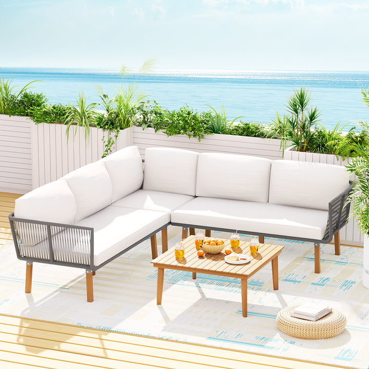 P&F ZennHome 4pcs Outdoor Sofa Set 5 Seaters