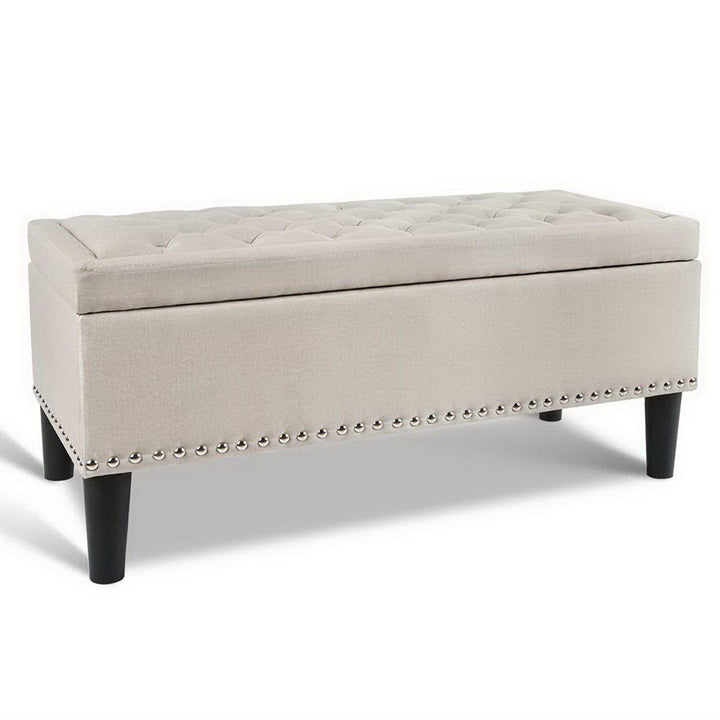 P&F SkyWay Storage Ottoman Blanket Box Fabric Chest Footstool Foot Stool Bench Taupe