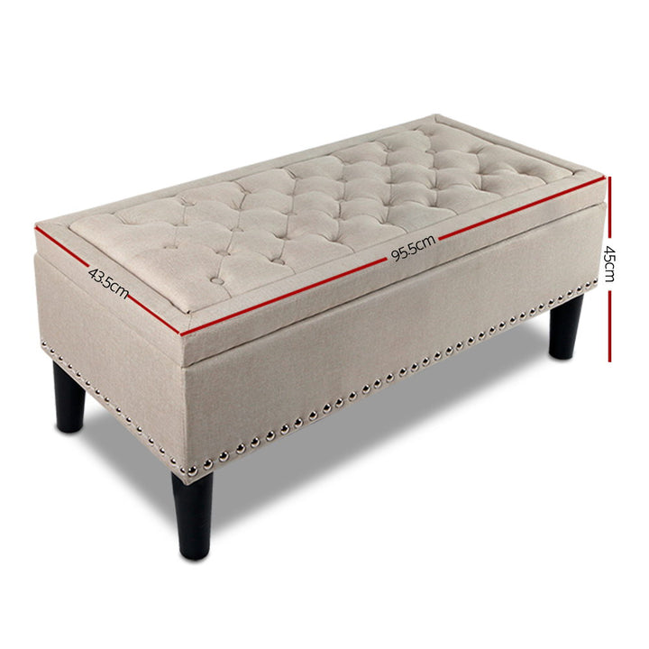 P&F SkyWay Storage Ottoman Blanket Box Fabric Chest Footstool Foot Stool Bench Taupe