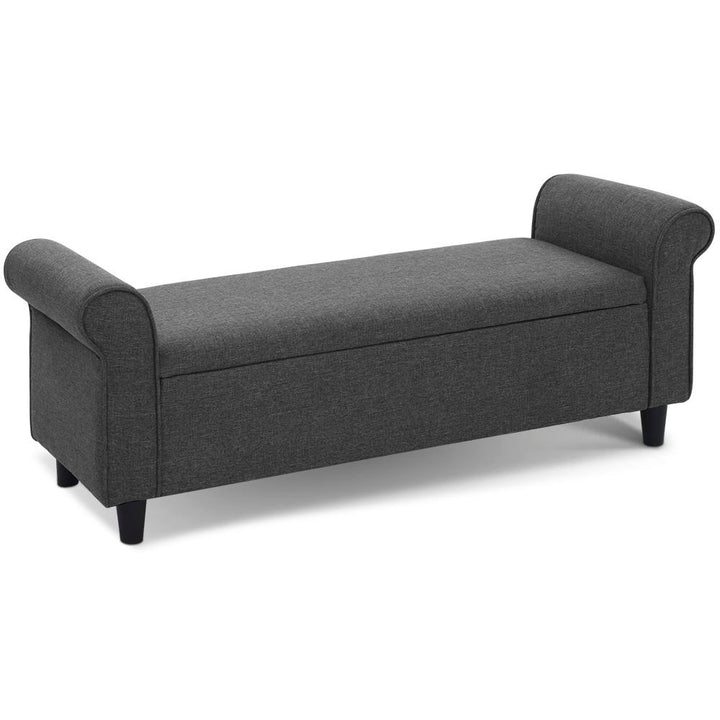 P&F SkyWay Storage Ottoman Blanket Box 126cm Linen Fabric Arm Foot Stool Couch Large