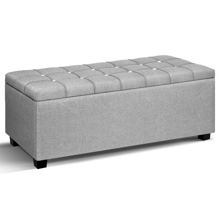 P&F SkyWay Storage Ottoman Footstool Blanket Box Foot Stool Bench Toy Seat Grey