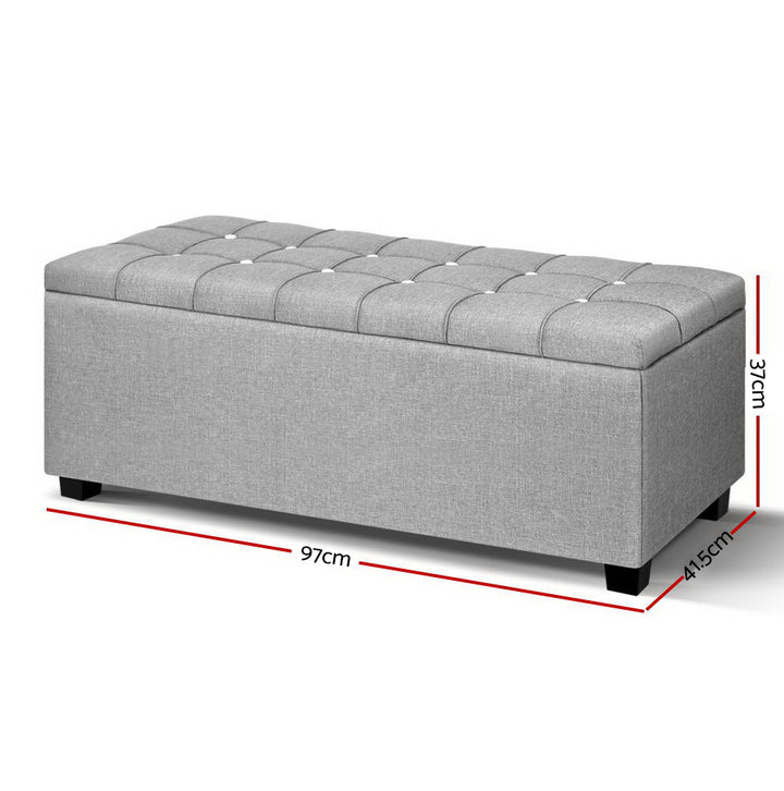 P&F SkyWay Storage Ottoman Footstool Blanket Box Foot Stool Bench Toy Seat Grey