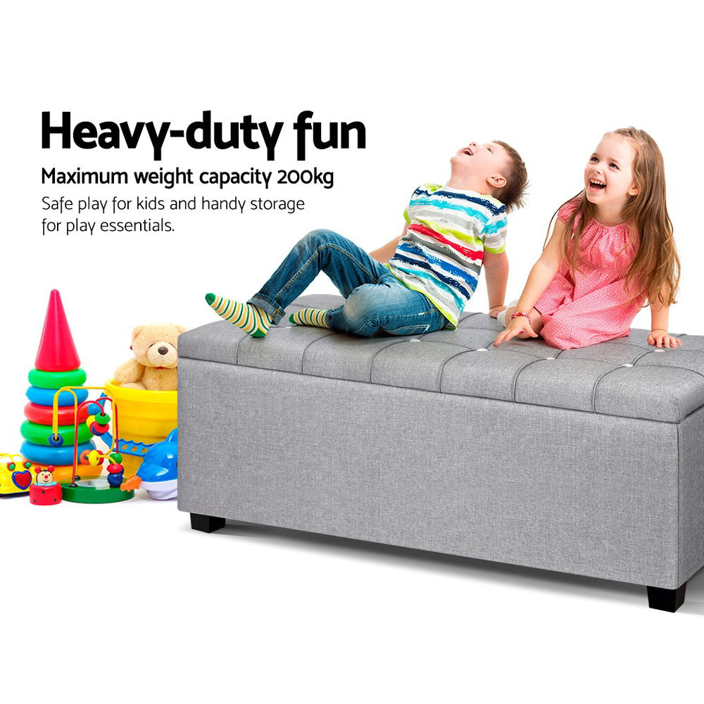 P&F SkyWay Storage Ottoman Footstool Blanket Box Foot Stool Bench Toy Seat Grey