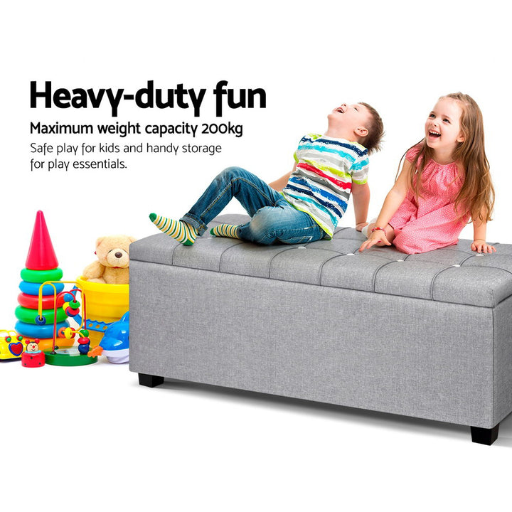 P&F SkyWay Storage Ottoman Footstool Blanket Box Foot Stool Bench Toy Seat Grey
