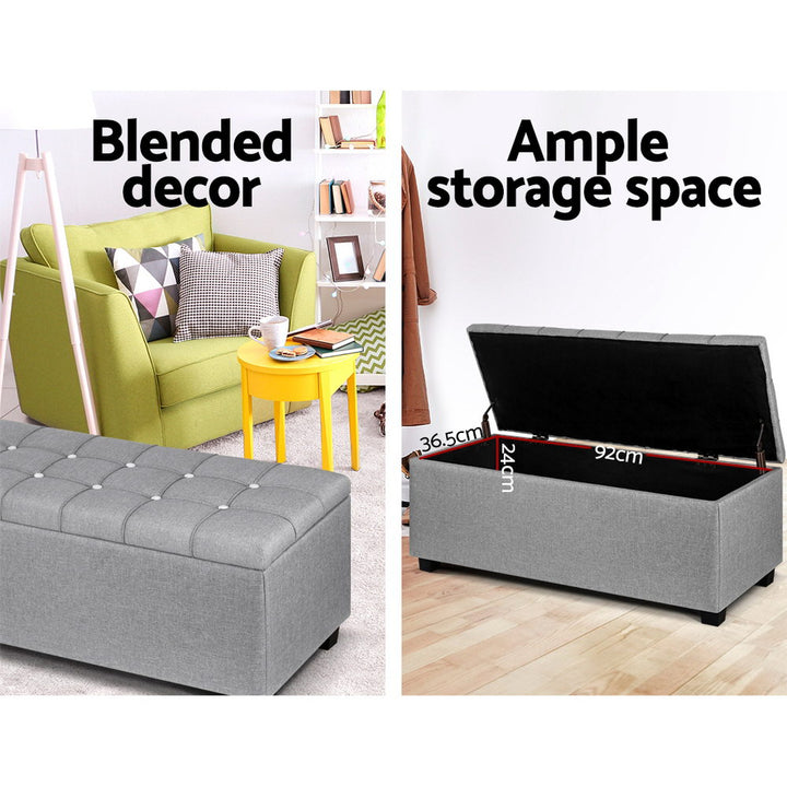 P&F SkyWay Storage Ottoman Footstool Blanket Box Foot Stool Bench Toy Seat Grey
