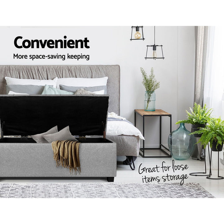 P&F SkyWay Storage Ottoman Footstool Blanket Box Foot Stool Bench Toy Seat Grey